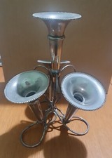Vintage Silver plated Epergne Vase Flower Holder 4 Trumpet 24cm High (B31)