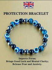 UK Fashion Men Women Evil Eye Protection Healing Elastic Beaded Charm Bracelet
