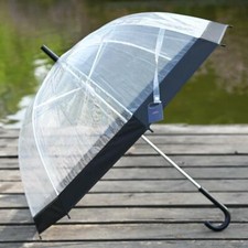 Large 31" Clear See Through Dome Umbrella Ladies Transparent Walking Rain Brolly