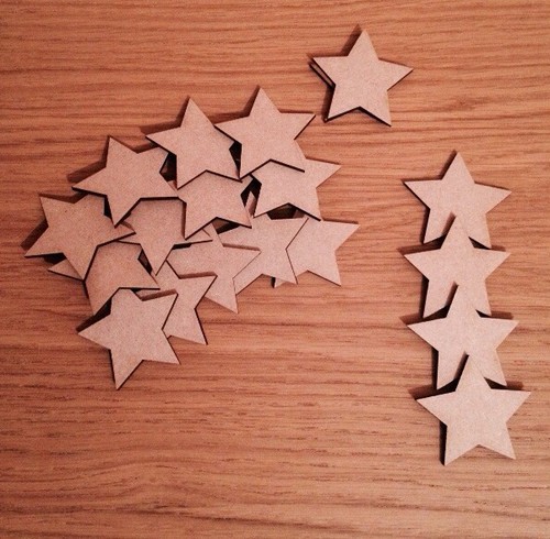 Wooden 20x mdf stars - mdf, approx