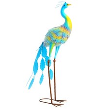 Outsunny Peacock Garden Statue, Metal Garden Gift with Stakes, Multi-Colour
