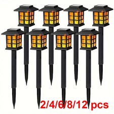 Flame Effect Solar Outdoor Lights Stake Garden Path Flickering LED Torch Lamp