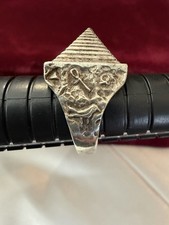 Vintage Sterling Silver Masonic Pyramid Ring Size 6.5 9.4g