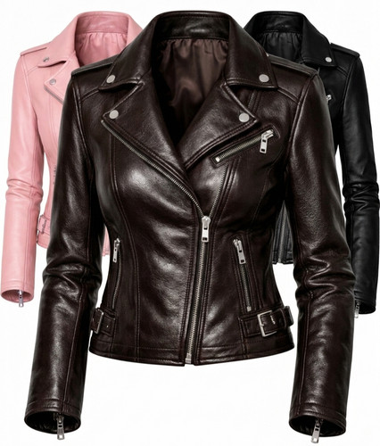Womens real leather biker - real,