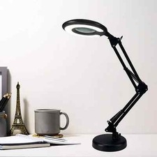 LED Magnifier Lamp 3X Glass with Desk Clamp Light 3 Color Modes Adjustable