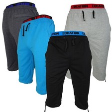 Mens 3/4 Short Zip Pocket Shorts Stretch Elasticated Cotton Holiday Jersey S-3XL