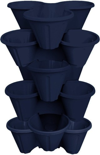Blue trio stacking planter - blue,