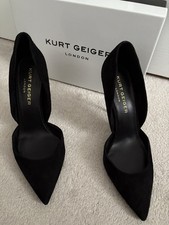 Kurt Geiger Women's Black Suede Bond Shoe Size 6/39 Stiletto Gold Metal Heal
