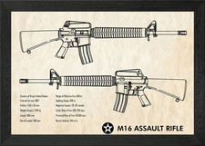 M16 Assault Rifle Black Framed