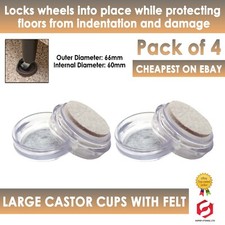 Large Clear Castor Cup with Felt Pad Padded Furniture Castor Cups Chair  4PK UK