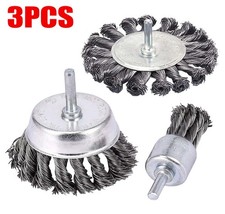 3x Rotary Steel Wire Brush
