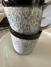 2 Black Grey Speckled Denby Halo Cascade Mugs