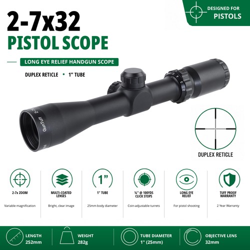 7x32 pistol scope tube - 2-7x32,