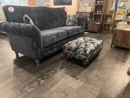 Large blue velvet sofa - sofa, –
