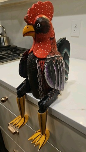Rooster large carved - large,