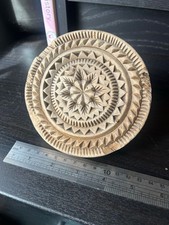 Antique Vintage Wooden Treen Butter Biscuit Stamp Mould Hand Carved