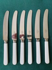 Vintage BHS Sheffield Faux Bone Handle Dessert Knife x 6