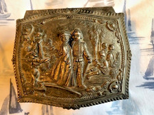 Vintage Silver Plated Trinket Jewellery Box Soldier Lovers Courting Scene