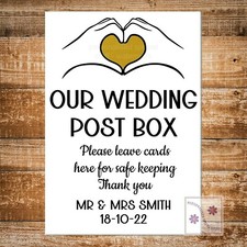 PERSONALISED OUR WEDDING POST BOX SIGN CUSTOM COLOURS, WORDS, SIZE