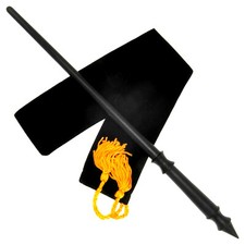 15" Hand Turned Almond Wood Magic Wand Wizard Wicca Pagan w/ Free Velvet Bag