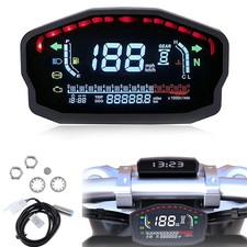 Motorcycle Speedometer Universal LCD Digital Odometer Tachometer Gauge Motorbike