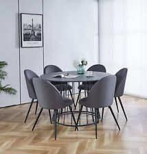 Dining Set, Grey Marble Round