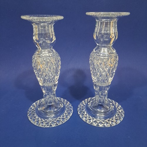 Crystal glass candlestick pair - crystal,