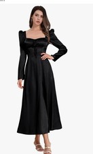 Black  Satin Dress, Elegant