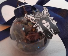 Witch ball, Hekate, indigo ribbon, blackthorn, moonstone, gift/pagan/Yule decor