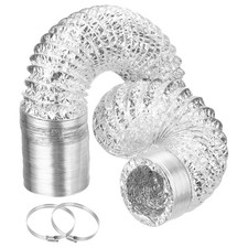 Air Aluminum Ducting 3.9 Inch 8.2 Feet Non-Insulated Ducting with 2 Clamps