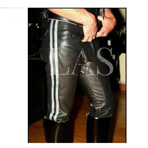 Men real leather pants punk - leather,