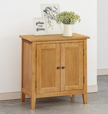 Small Wooden Cabinet, Oak Veneer Storage Cupboard, Bathroom/ Shoe Organiser