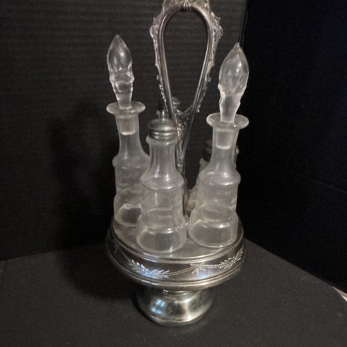 Silverplate cruet set stand - cruet,