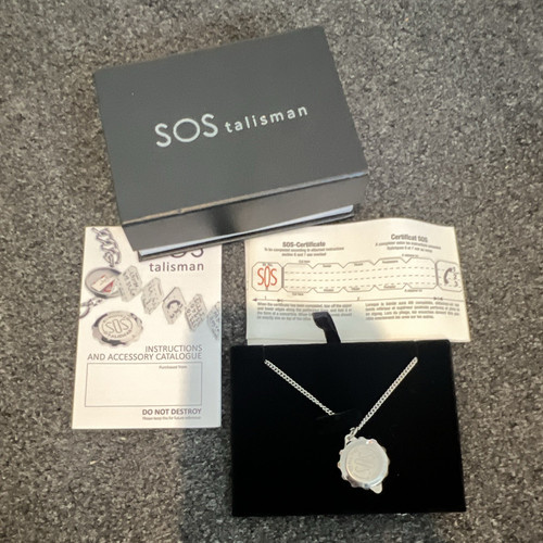 Sos talisman silver round - sos,