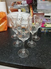 6x Eternal Beau Faceted Wine Glasses By Johnson Bros Lumiarc France 7.5"