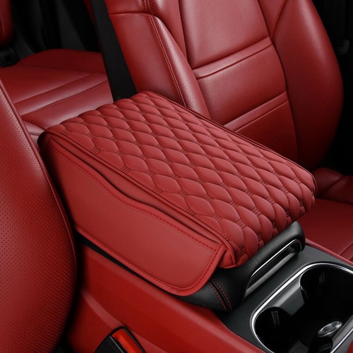 Red leather car armrest - red,
