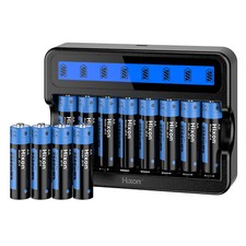 Hixon 1.5V 3500mWh Rechargeable Lithium AA Batteries 8-Bay AA Batteries Charger 