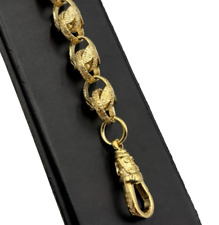 SOLID 9CT GOLD ON SILVER 9 INCH TULIP LINK BELCHER BRACELET ~9.6MM