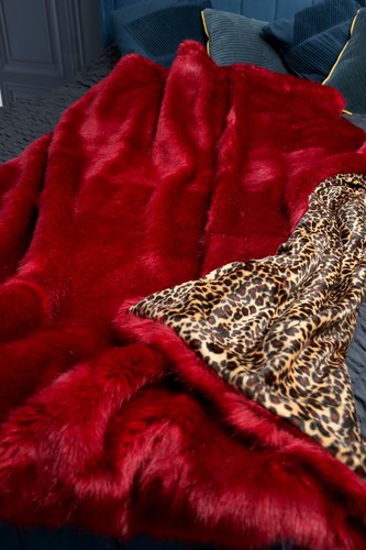 Wine faux fur - w/, leopard