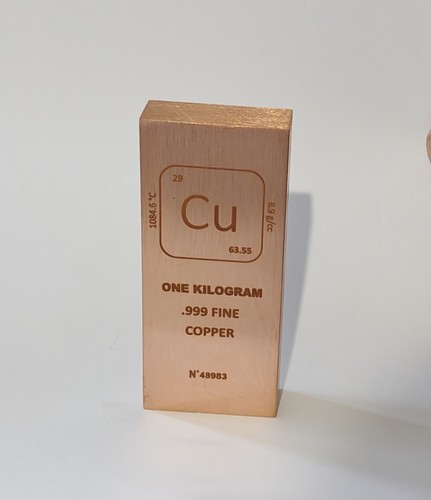 Copper bar ingot - 1, .999