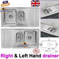 1.5 Kitchen Sink Premium Stainless Steel Double Bowl Left & Right Hand Drainer