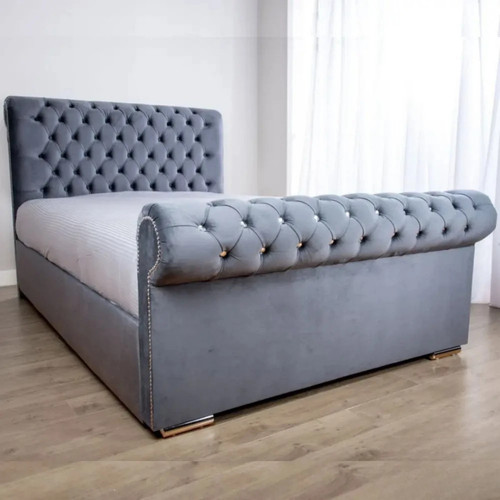 Sleigh upholstered bed - bed, frame