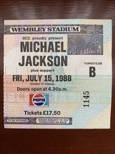 Michael Jackson 1988 Bad Tour concert ticket stub - Wembley Stadium - July 15