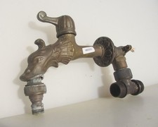Vintage Brass Tap Basin Tank Faucet Spigot Old Keg Antique Dragon Head 6"D