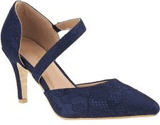 WOMEN NAVY LACE MID HEEL