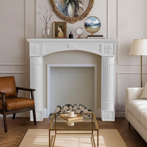 White freestanding fireplace - white,