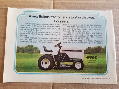1977 bolens tractor fmc - tractor, corp