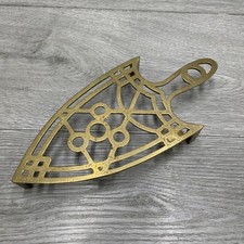 Vintage Iron Shaped Brass Trivet Stand 9.5" long x 4.25" wide
