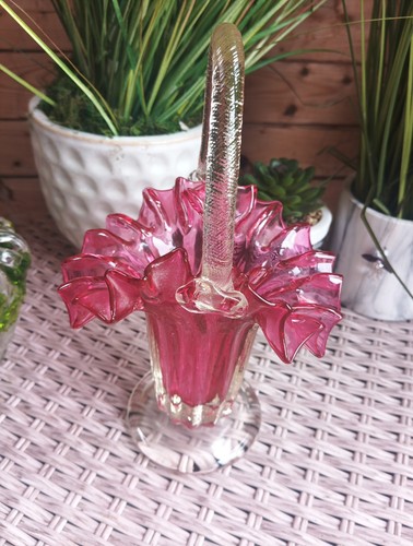Cranberry glass vase - glass,