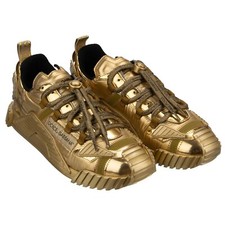 DOLCE & GABBANA DG Logo Low-Top Lace Men Sneaker Shoes NS1 Gold